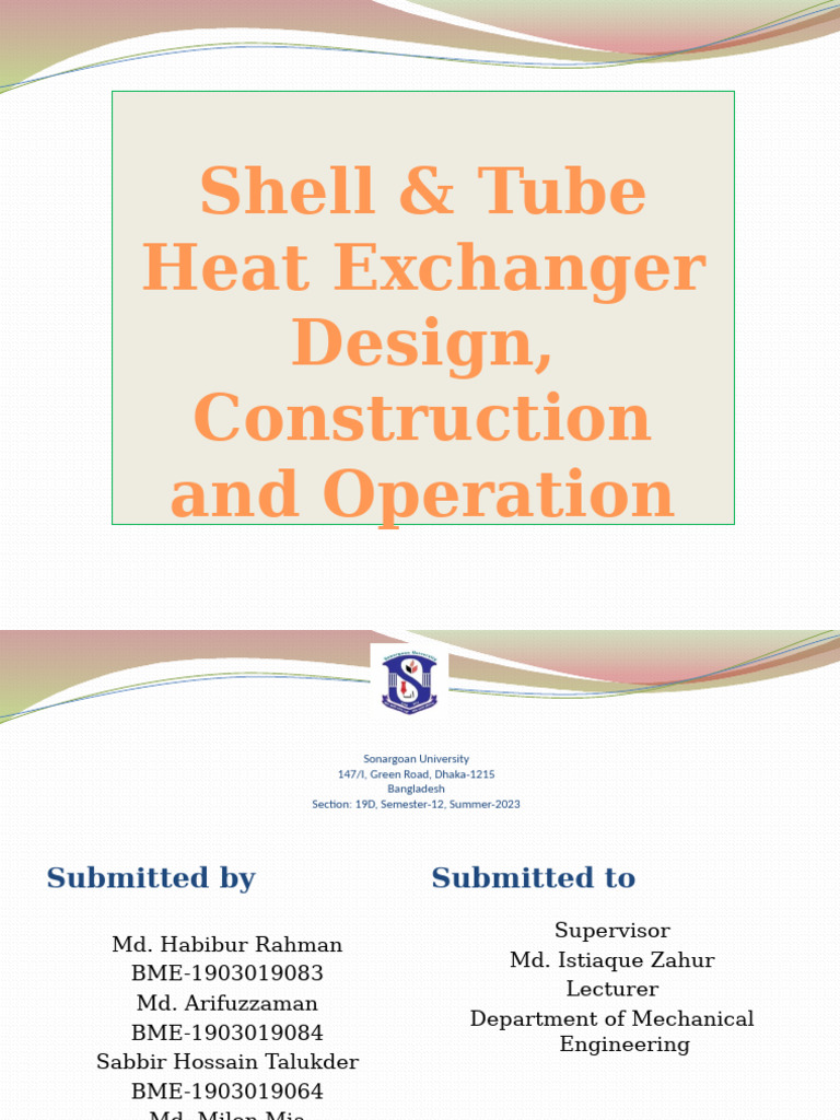 Shell and Tube Heat Exchanger Design | PDF | Heat Exchanger ...