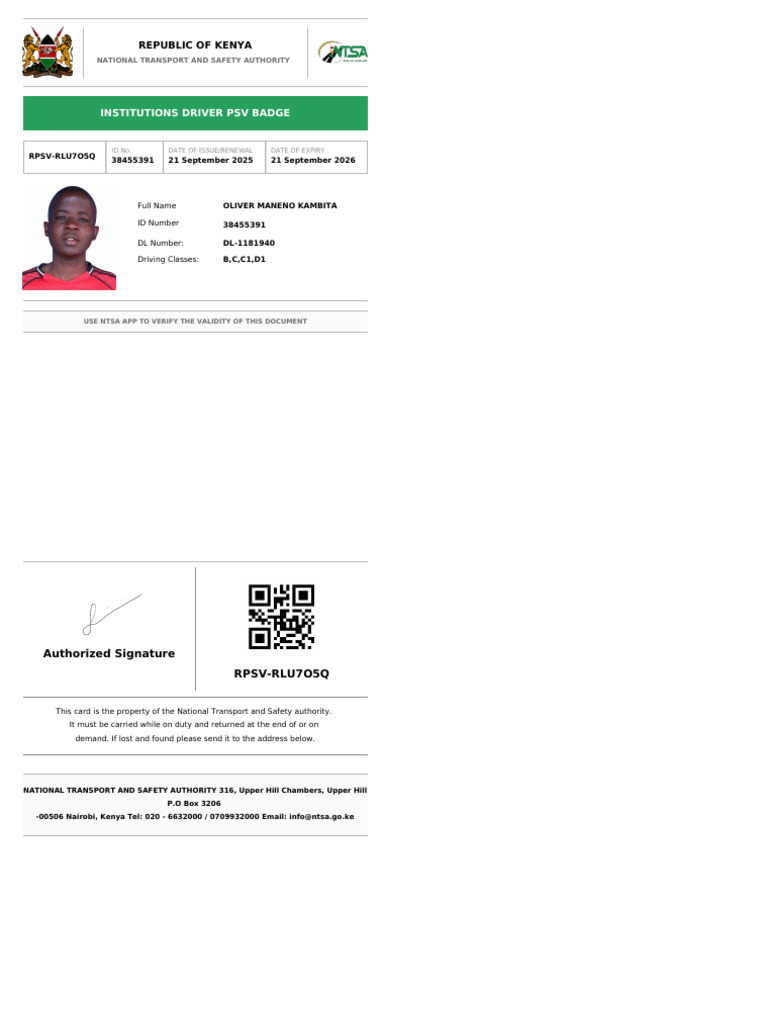 RPSV Rlu7o5q Driver PSV Badge | PDF
