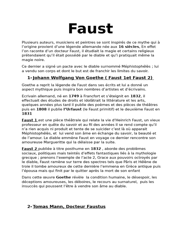 Le mythe de Faust à travers les arts | PDF | Faust
