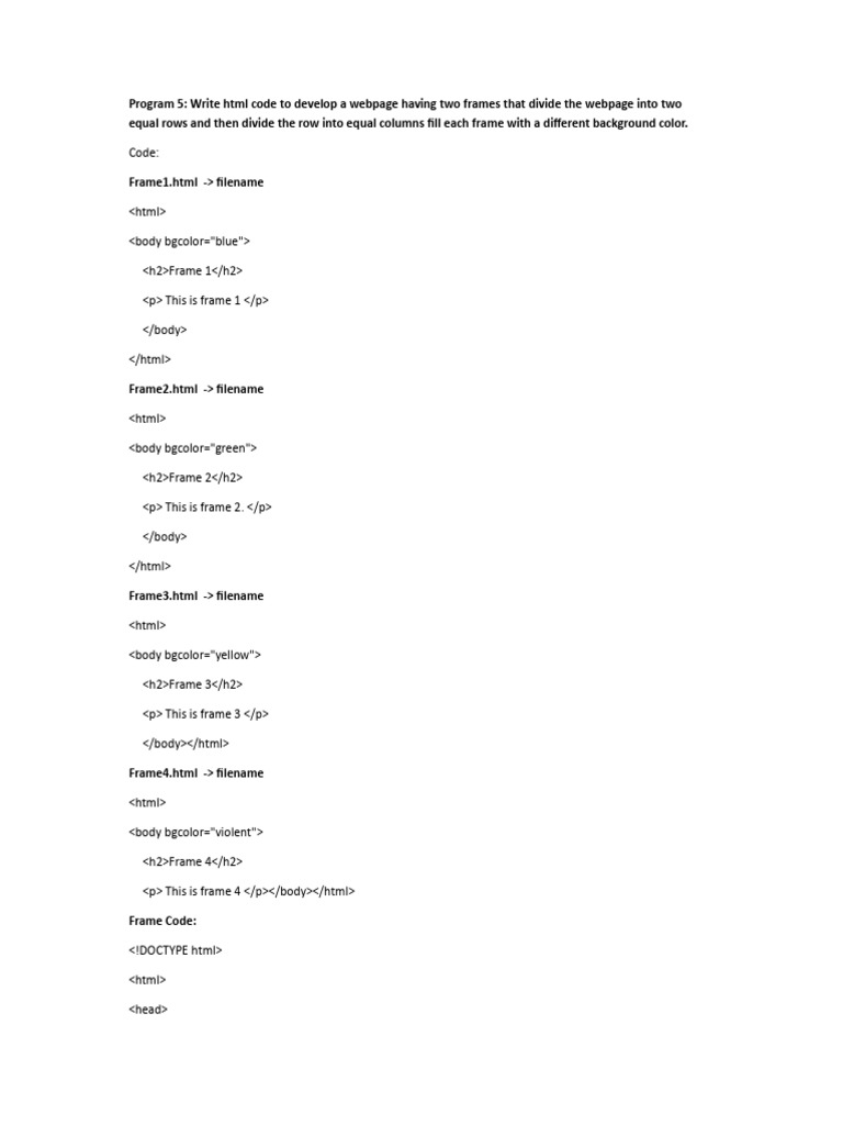 HTML Frames and Hometown Webpage Design | PDF