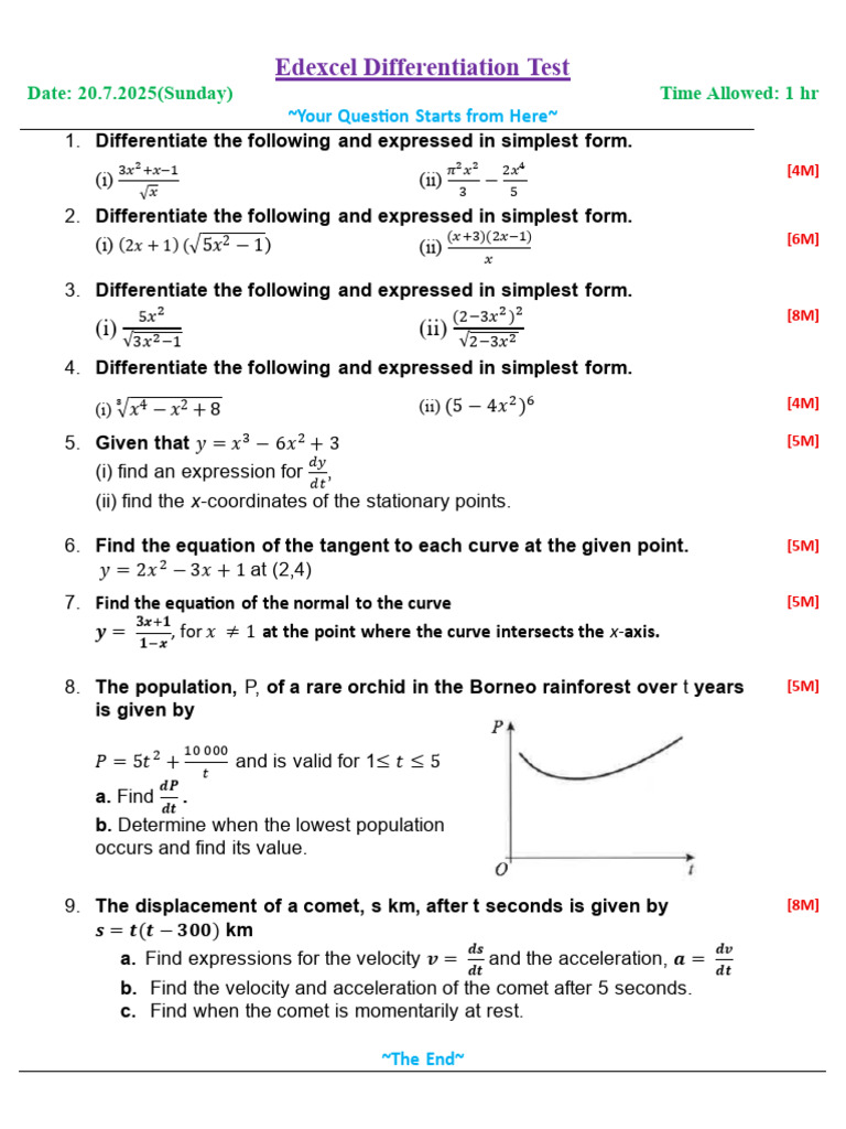 Edexcel Differentiation | PDF | Acceleration