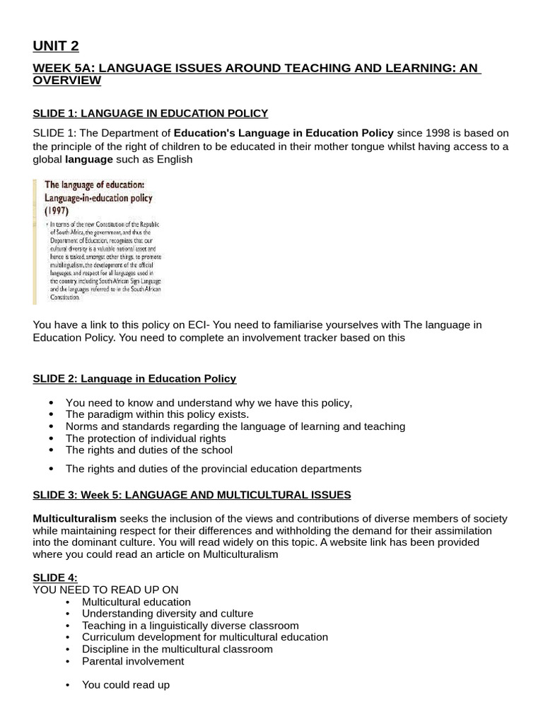 Language Issues in Education Overview | PDF | Educational Assessment ...