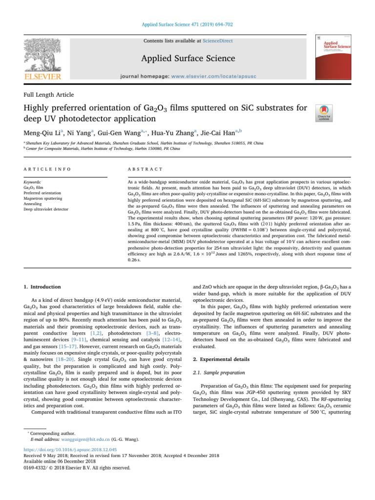 1 s2.0 S0169433218333634 Main | PDF | X Ray Photoelectron Spectroscopy ...