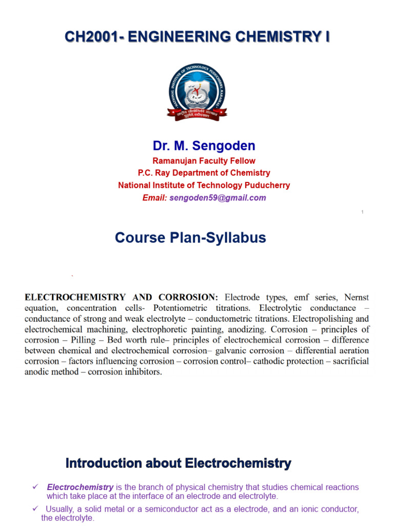 Electrochemistry Course Syllabus Overview | PDF | Electrochemistry | Redox