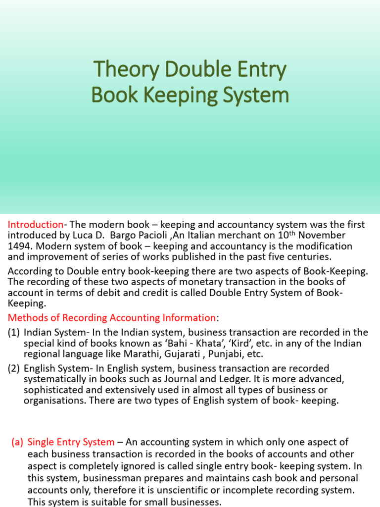 Understanding Double Entry Bookkeeping | PDF | Debits And Credits ...