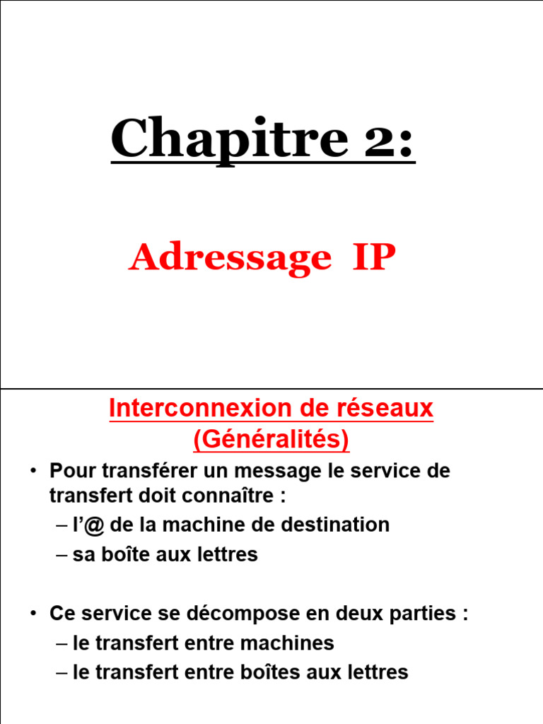 Adressage IP et Classes de Réseaux | PDF | Multidiffusion | Protocoles ...
