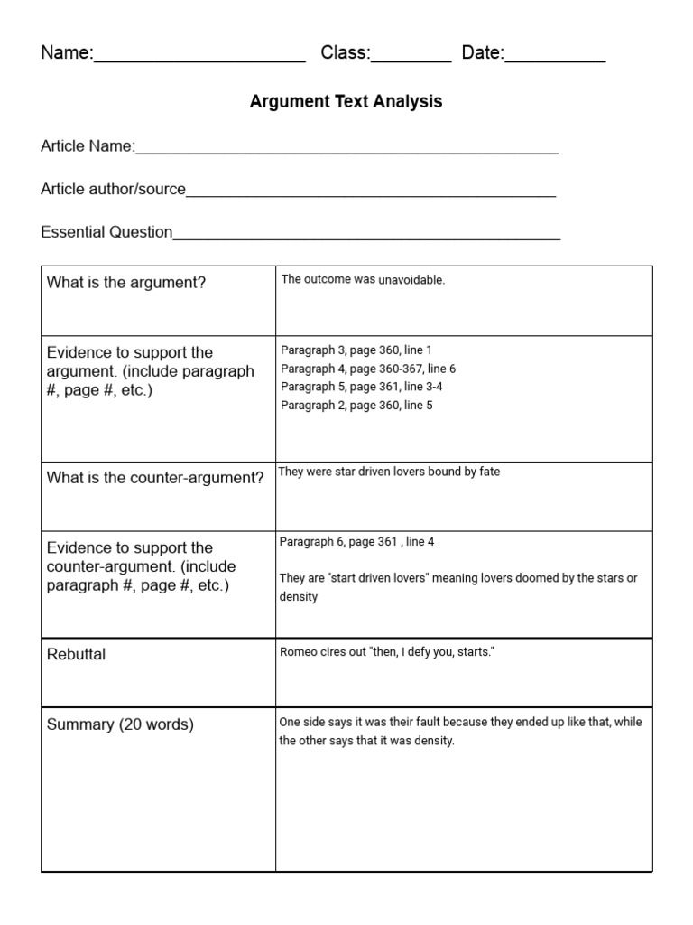 Argument Analysis Template Guide | PDF
