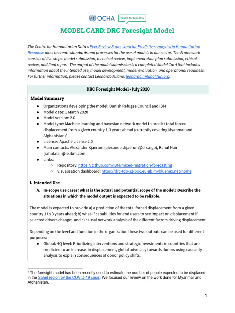 DRC Foresight Model Overview | PDF | Forecasting | Machine Learning