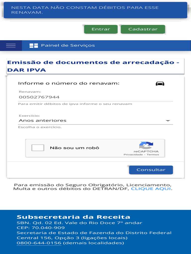 Emissão de DAR IPVA no DETRAN/DF | PDF