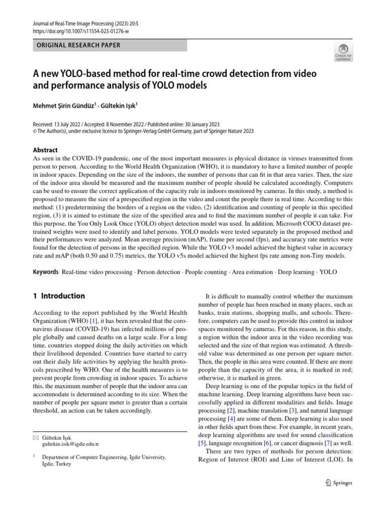YOLO-Based Real-Time Crowd Detection | PDF | Area | Graphics Processing ...