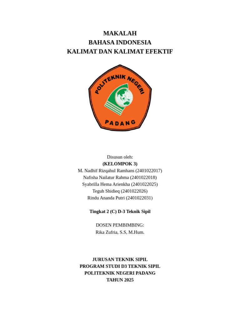 Kalimat Efektif dalam Bahasa Indonesia | PDF