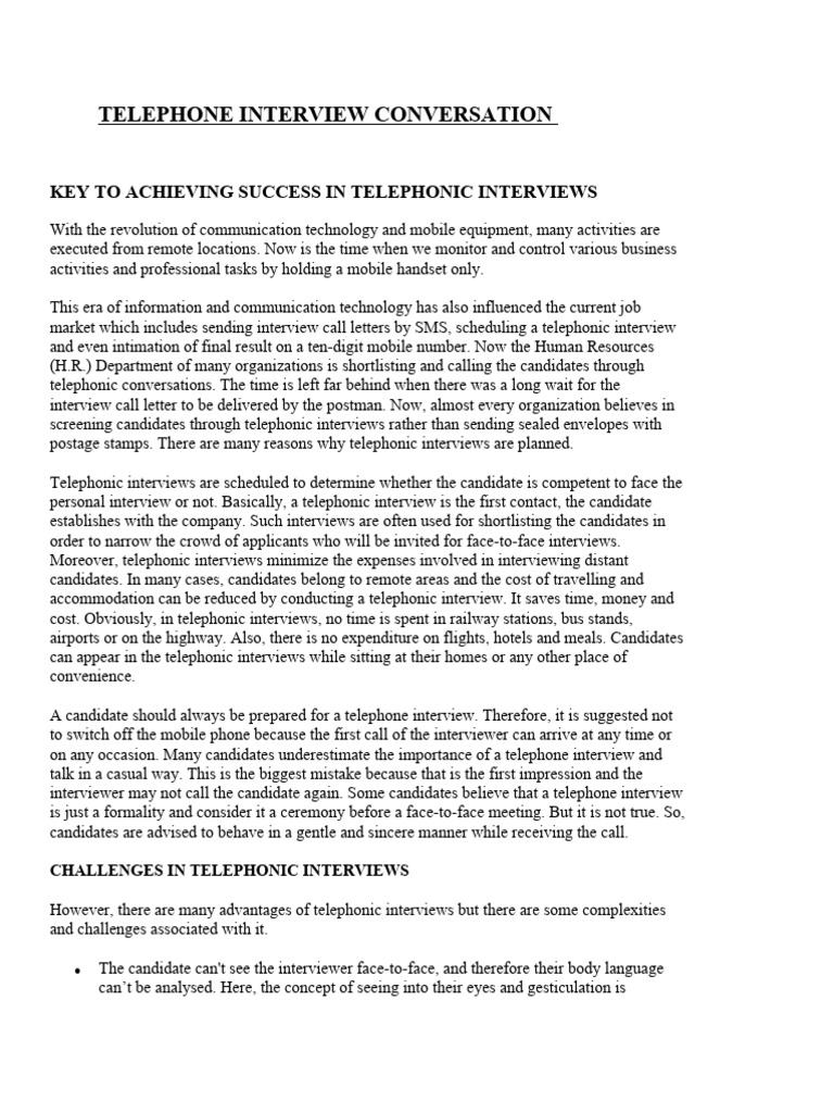Success Tips for Telephonic Interviews | PDF | Employment | Telephone