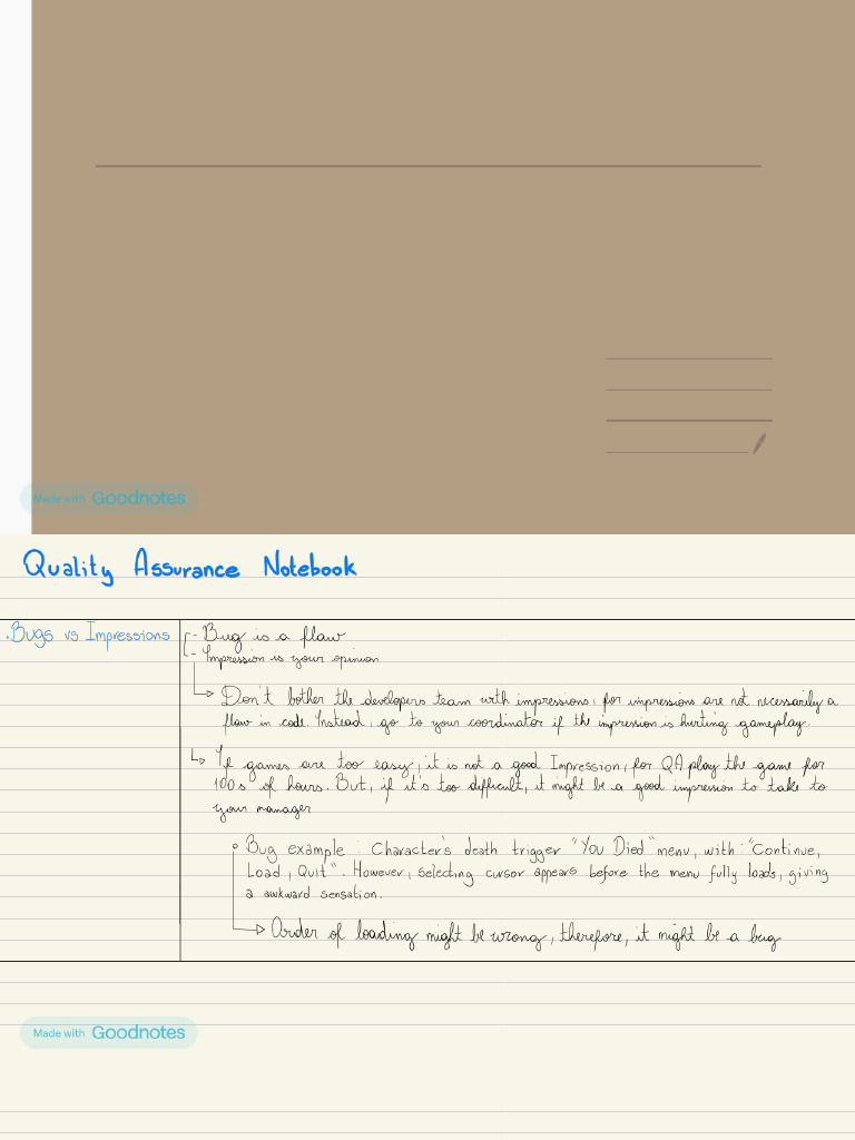 QA Game Tester Notebook | PDF
