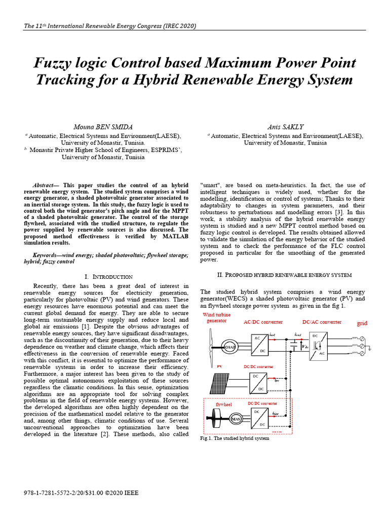 Fuzzy Logic Control Based Maximum Power Point Tracking For A Hybrid ...
