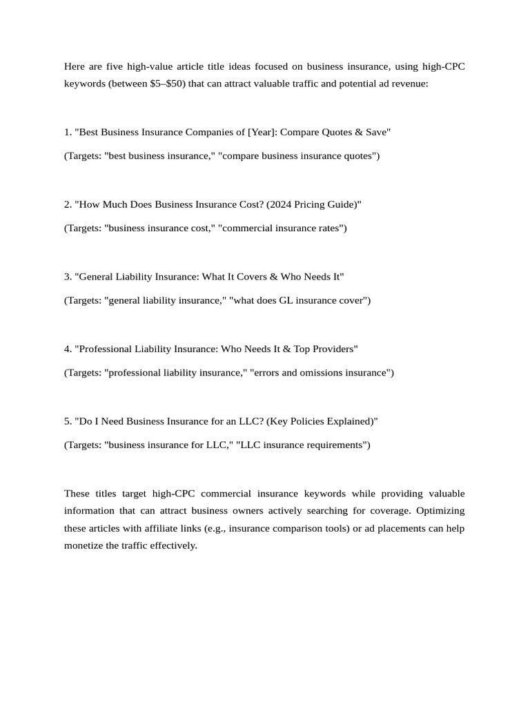 Business Insurence Title | PDF