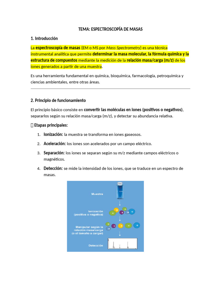 Espectroscopía de Masas: Principios y Aplicaciones | PDF ...