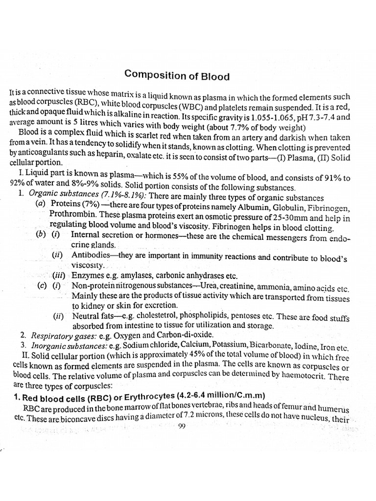 Composition of Blood | PDF