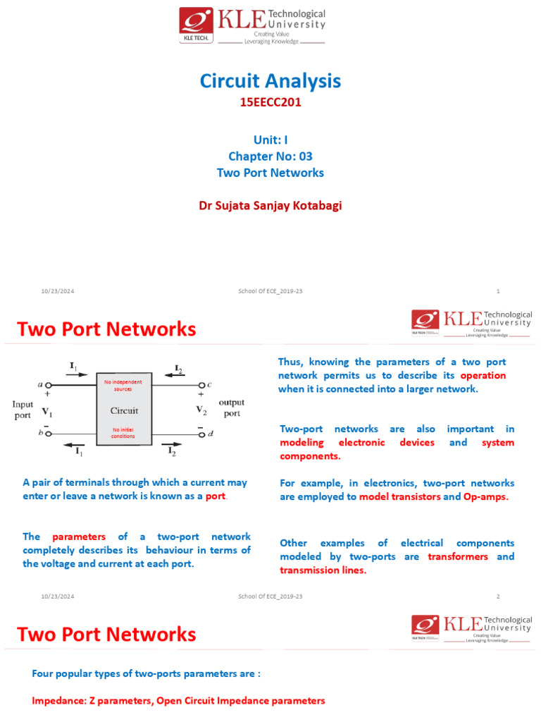 Two-Port Network Analysis and Parameters | PDF | Telecommunications ...