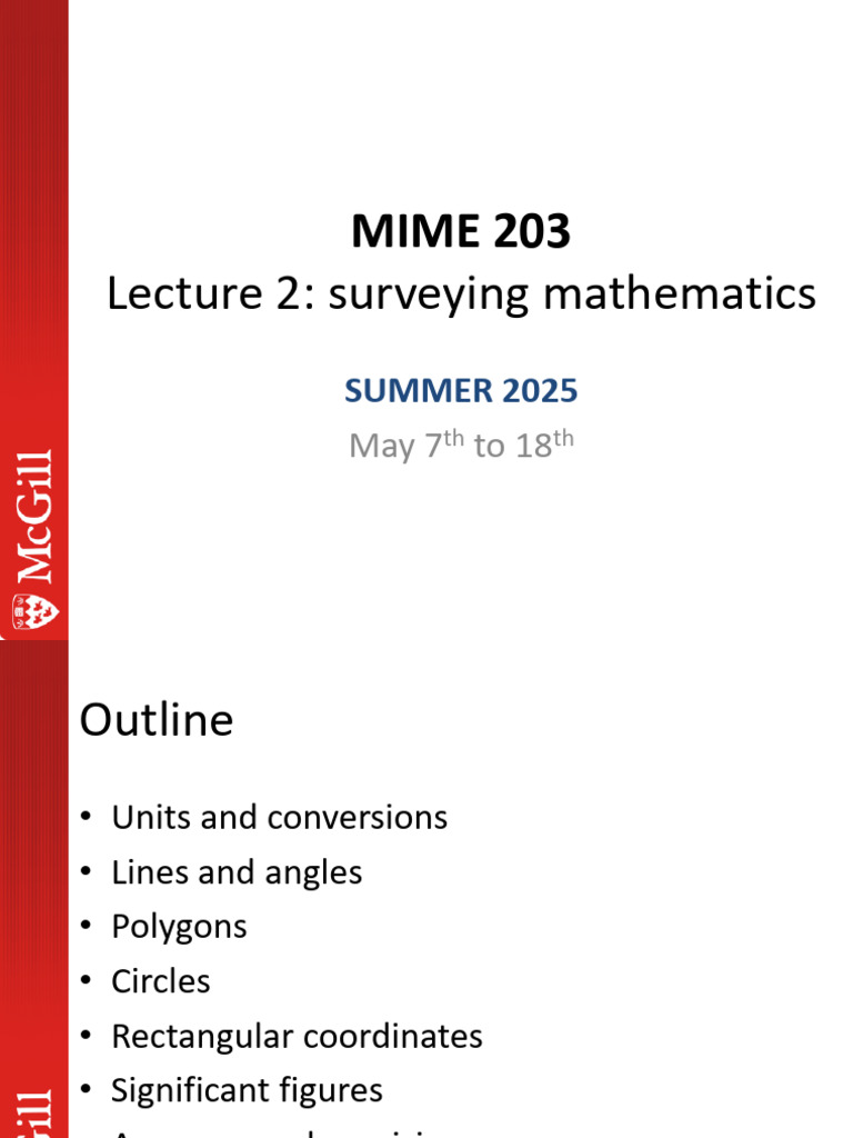 Surveying Mathematics Overview | PDF | Circle | Triangle