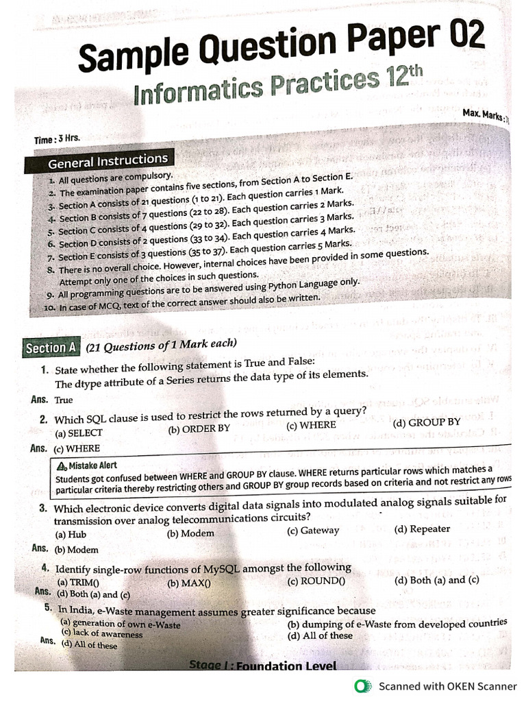 SamplePaper 12 | PDF