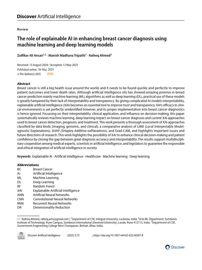 The Role of Explainable AI in Enhancing Breast Cancer Diagnosis Using ...