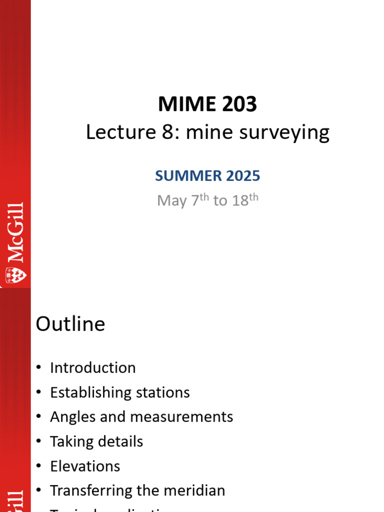 MIME 203-008-Mining-2025 | PDF | Surveying