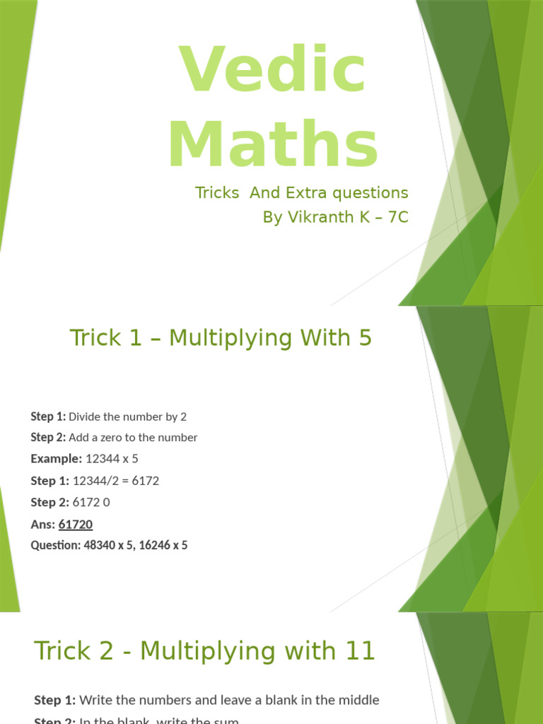Vedic Maths Tricks for Quick Calculations | PDF