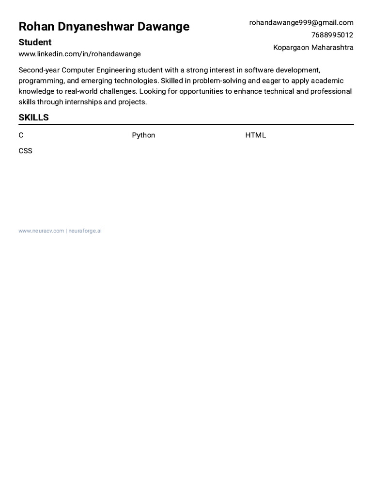 Computer Engineering Student Profile | PDF