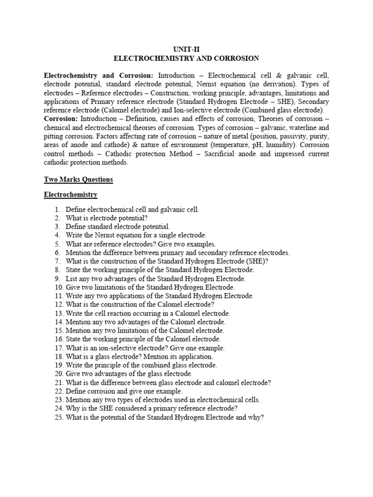 Electrochemistry and Corrosion Overview | PDF | Corrosion ...