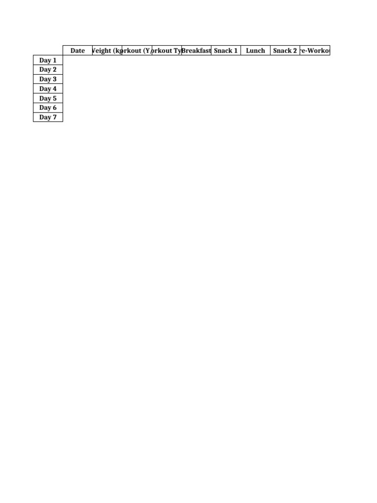 Weekly Fitness and Nutrition Tracker | PDF | Lunch | Eating Behaviors ...