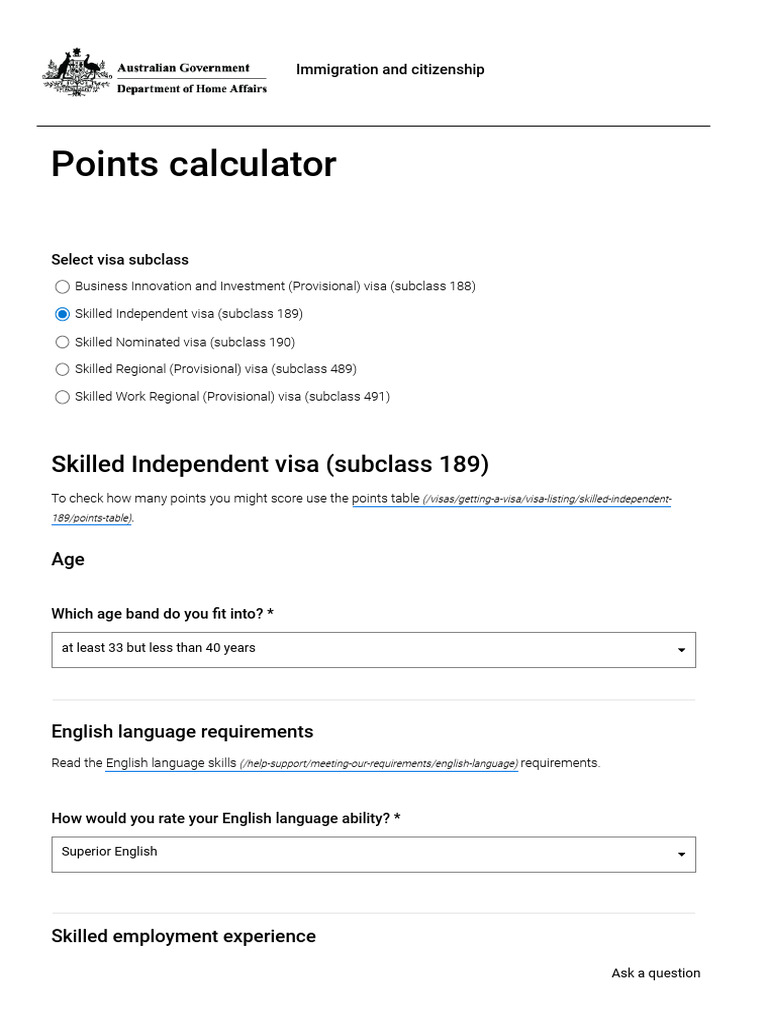 189 Visa Points Calculation Guide | PDF | Academic Degree | Doctorate
