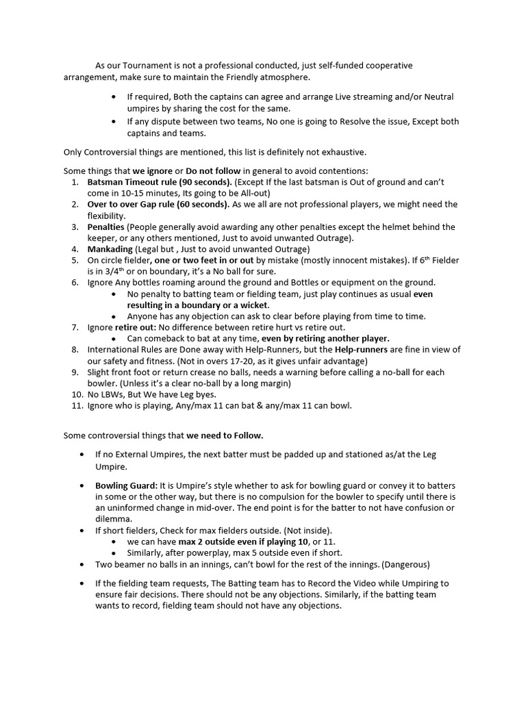 Cricket Rules Controvertial | PDF | Sports Rules And Regulations | Ball ...