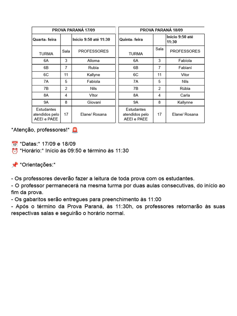 Prova Paraná 2025: Orientações para Professores | PDF
