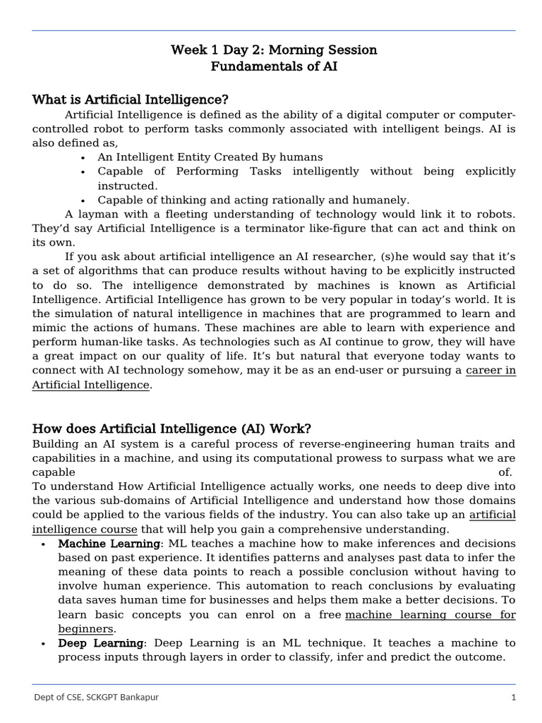 Week 1 Day 2 Morning | PDF | Artificial Intelligence | Intelligence (AI ...