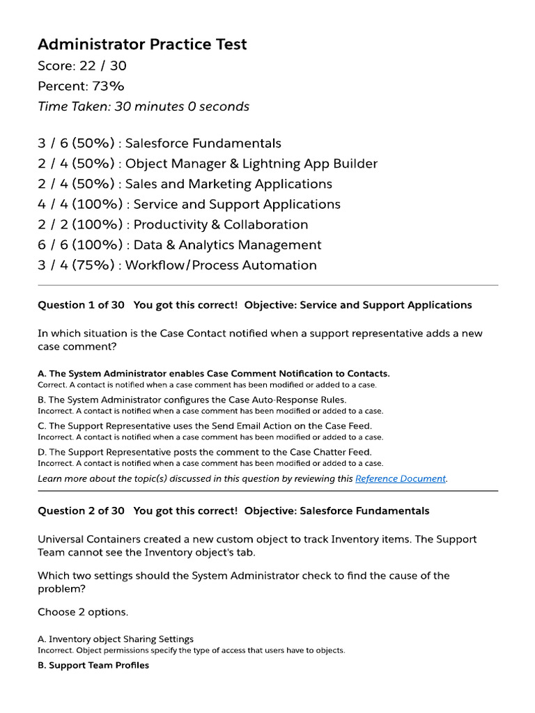 Administrator Practice Test Results | PDF