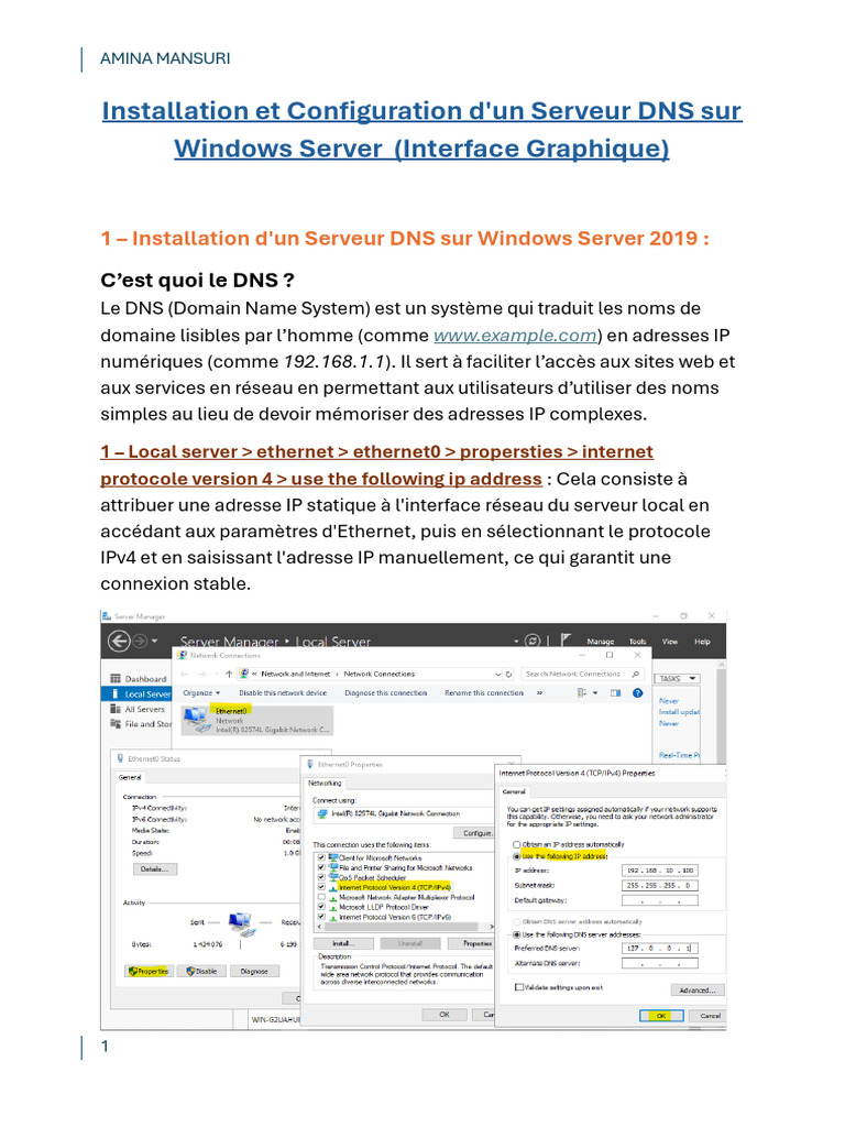 Installation Serveur DNS sur Windows Server | PDF | Système de noms de ...