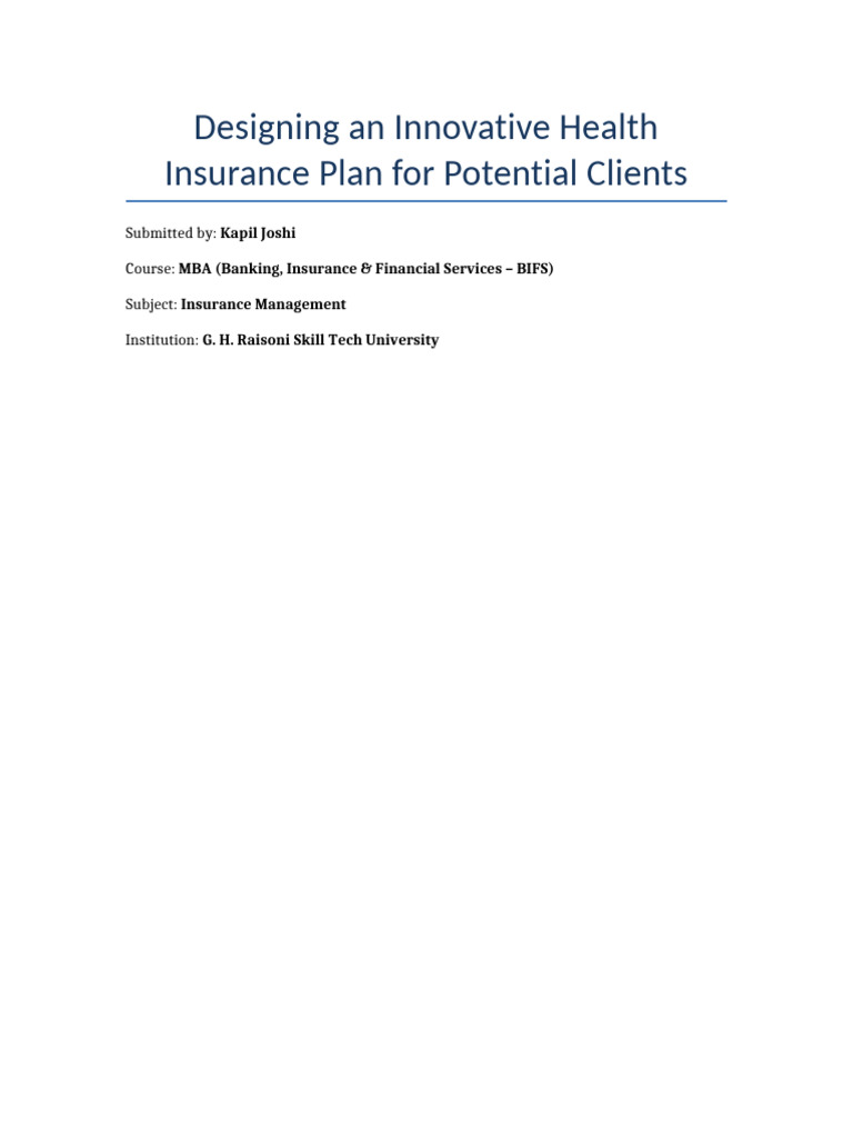 Innovative Health Insurance Plan Design | PDF | Insurance | Risk