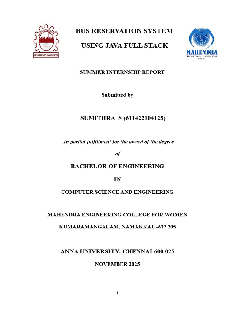 Java Full Stack Bus Reservation System | PDF | Engineering | Model–View ...