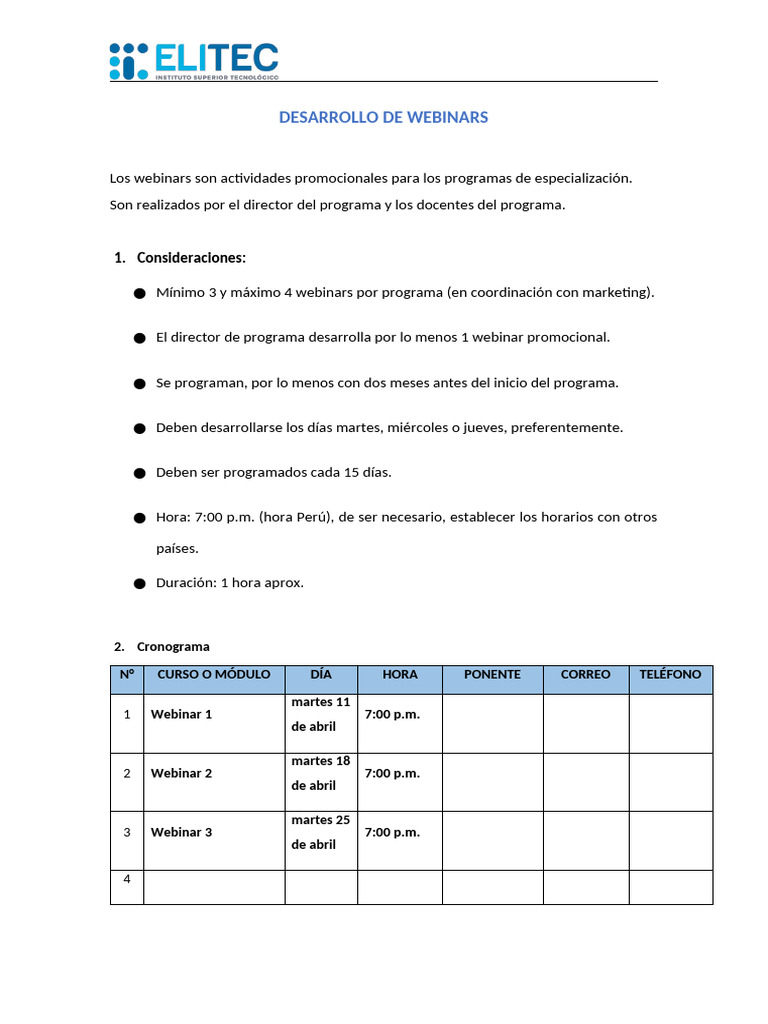 PE23 Plantilla Webinars | PDF