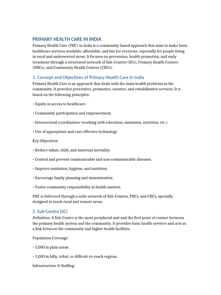 Primary Health Care System in India | PDF | Public Services | Health ...