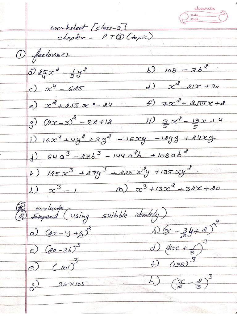 9th Worksheet Pt3 Topic | PDF