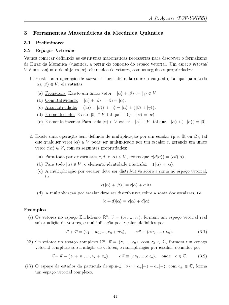 Estruturas Matemáticas na Mecânica Quântica | PDF | Espaço vetorial ...