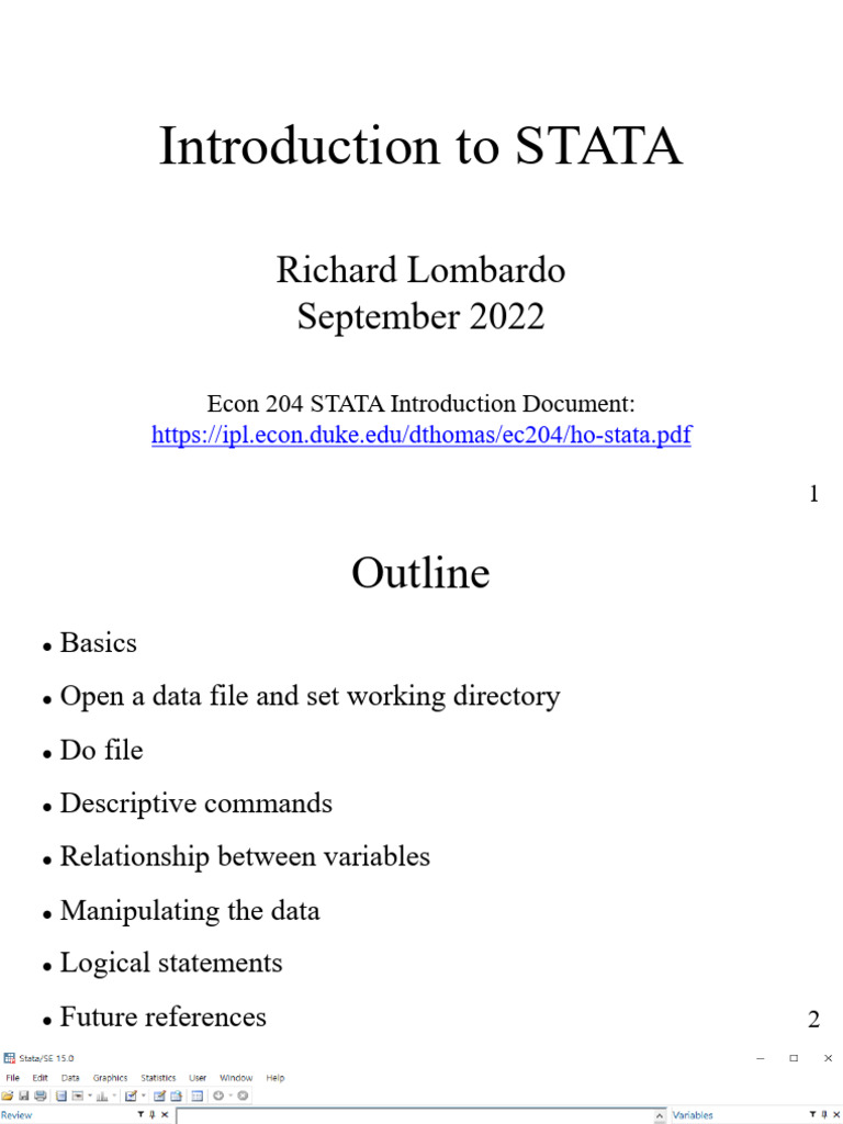 STATA Basics for Data Analysis Guide | PDF | Dependent And Independent ...