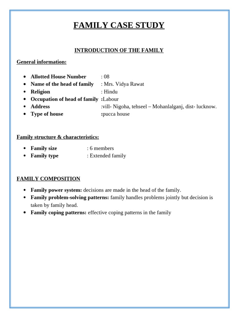 Family Case Study: Health and Nutrition Analysis | PDF | Vegetables ...