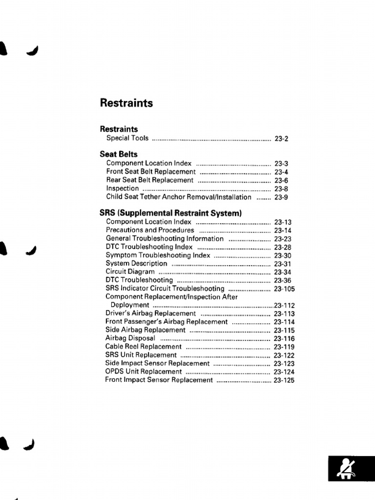 Seat Belt and SRS Component Guide | PDF | Automotive Industry | Machines