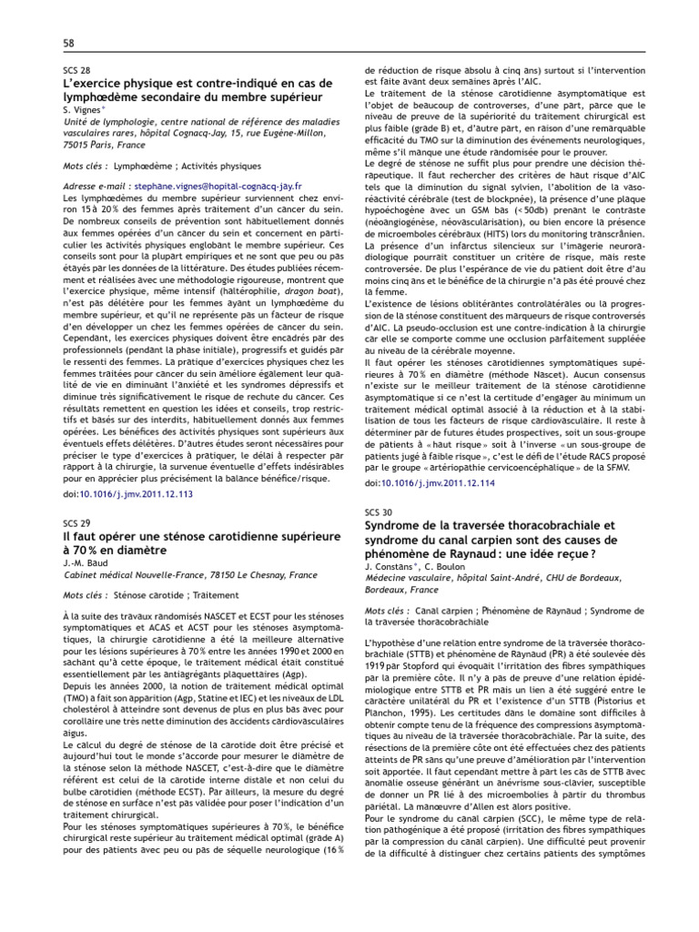 Lymphœdème et exercice physique étude clinique PDF Médecine — free download