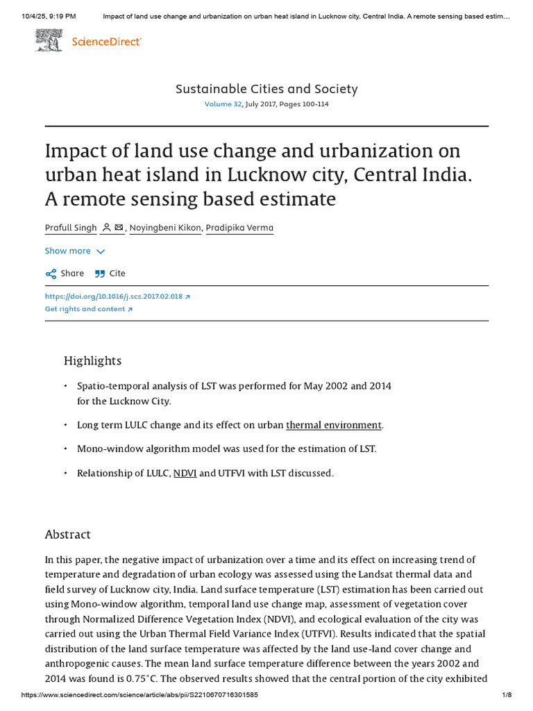 Urban Heat Island Effects in Lucknow | PDF | Land Use | Human Impact On ...