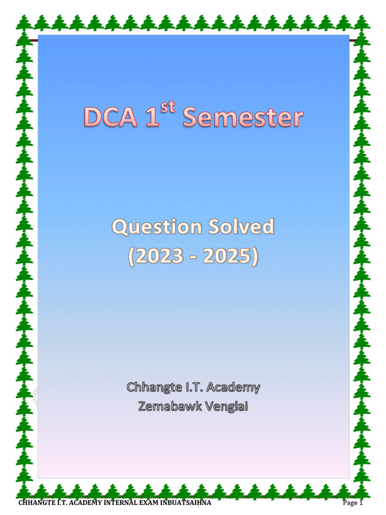 DCA 1st Semester Exam Questions 2023-2025 | PDF | Computer Data Storage ...