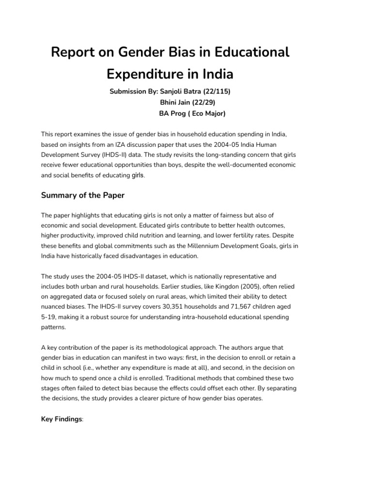 Gender & Development Assignment - Sanjoli Batra (22 - 115) | PDF ...