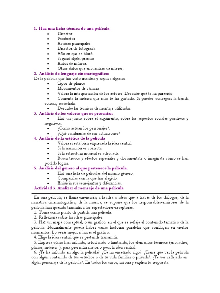 Guion para Comentar Peliculas PDF